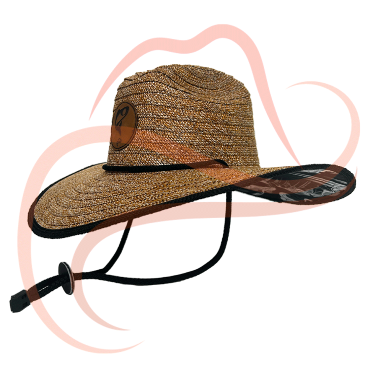 Vista tres cuartos del Sombrero Viajero Waves, resaltando su diseño robusto y el llamativo estampado de olas en el interior del ala, perfecto para actividades al aire libre.