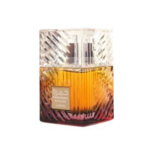 Frasco de Khamrah Dukhan de Lattafa, Eau de Parfum oriental especiado y ahumado con notas de praliné, tabaco y ámbar, 100 ml