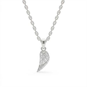 Set de cadena ancla y dije alas de ángel con circones en plata 925