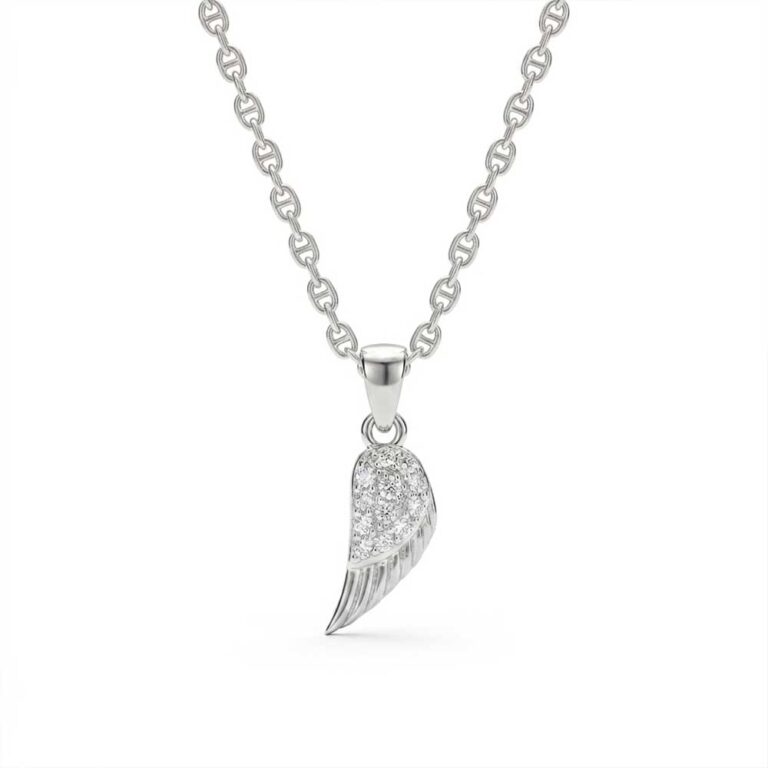Set de cadena ancla y dije alas de ángel con circones en plata 925