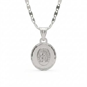Set de cadena valentino y dije María Auxiliadora en plata 925