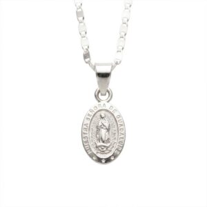 Set de cadena marinero y dije Virgen de Guadalupe en plata 925