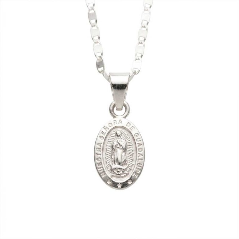 Set de cadena marinero y dije Virgen de Guadalupe en plata 925