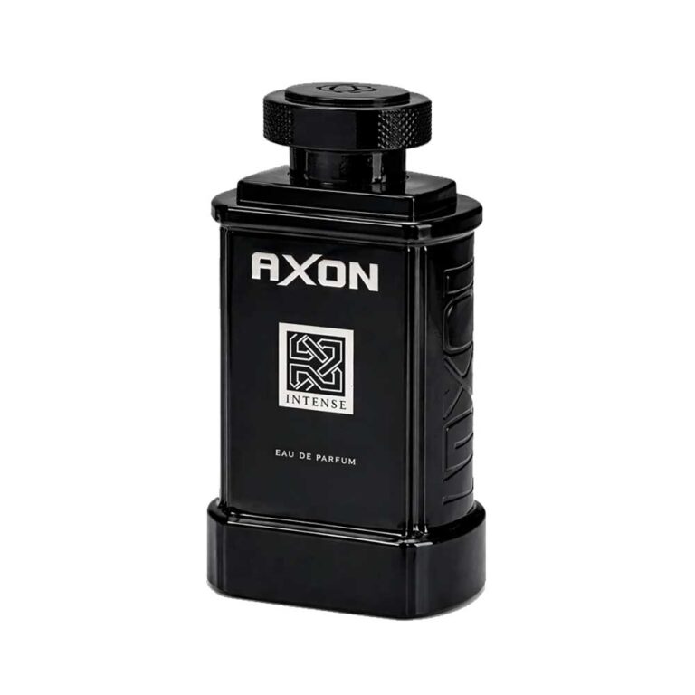 Frasco negro de Axon Intense de Dumont, Eau de Parfum ámbar especiado y amaderado para hombre, 100 ml