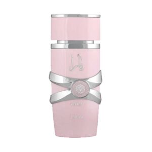 Frasco rosado de Yara de Lattafa, Eau de Parfum fruti-floral gourmand de frutas tropicales y vainilla, 100 ml